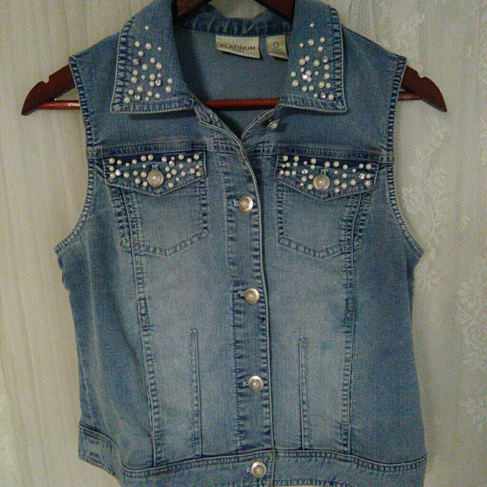 Chico's embellished denim vest